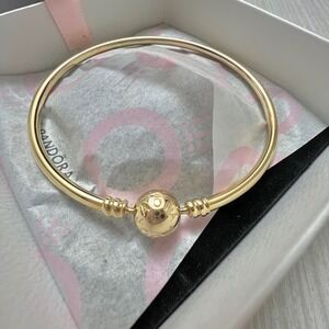 Pandora Moments Bangle Bracelet Solid 14k Yellow Gold 585 ALE 550713-17